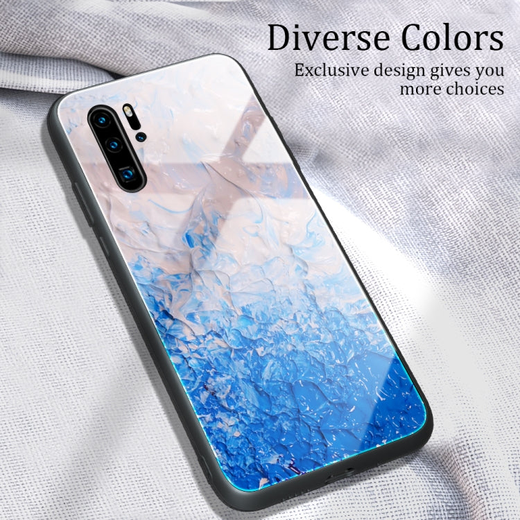 Para Huawei P30 Pro Funda protectora de vidrio con patrón de mármol (DL07)