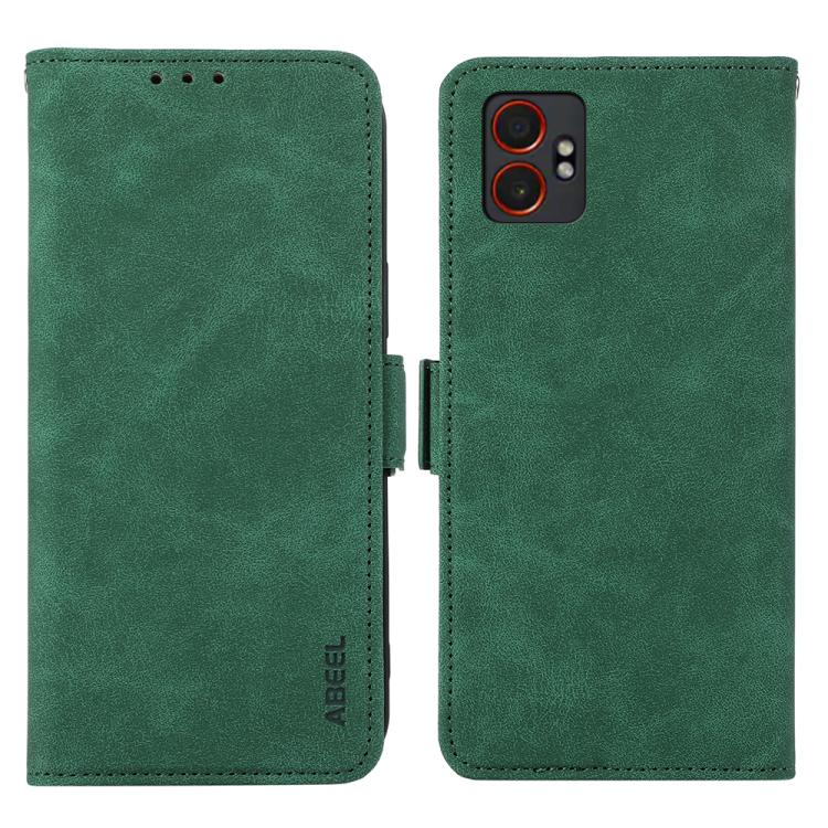 Funda de cuero magnético ABEEL con protección RFID para Samsung Galaxy XCover7 Pro (verde)