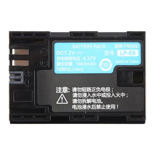 Canon LP-E6 1865 mAh battery for 5D2, 5D3, 6D, 6D II, 7D2, 70D, 80D, 90D