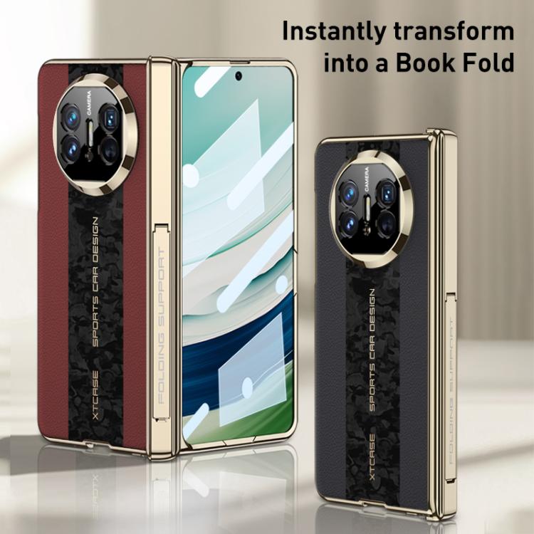 Funda plegable GKK con diseño de nubes y costuras en contraste para Huawei Mate X3/X5 (negro)
