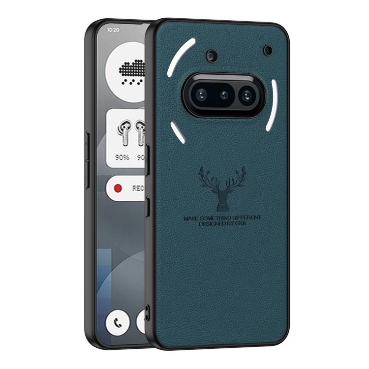 Funda de piel sintética con diseño de alce para el teléfono 3a de GKK (verde bosque)