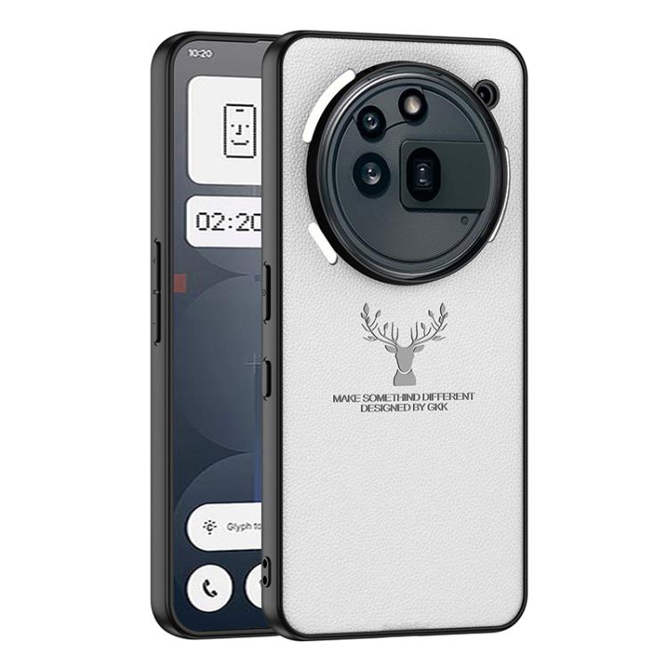 Funda de piel sintética GKK con diseño de alce para el teléfono 3a Pro (blanco)