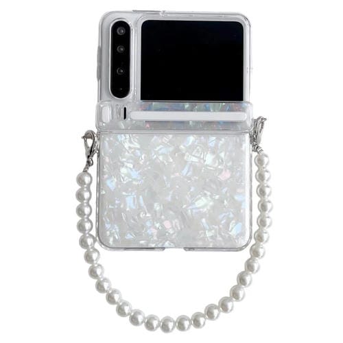 Funda para Huawei Pura X con hebilla lateral y textura perlada, con pulsera (beige)