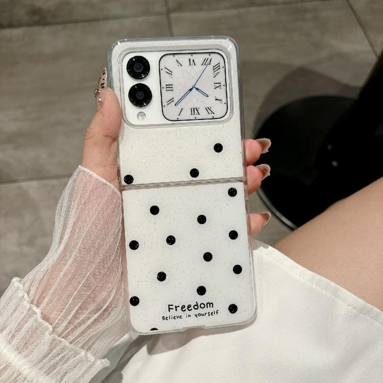 Funda para Huawei Nova Flip con diseño de puntos brillantes (blanca)