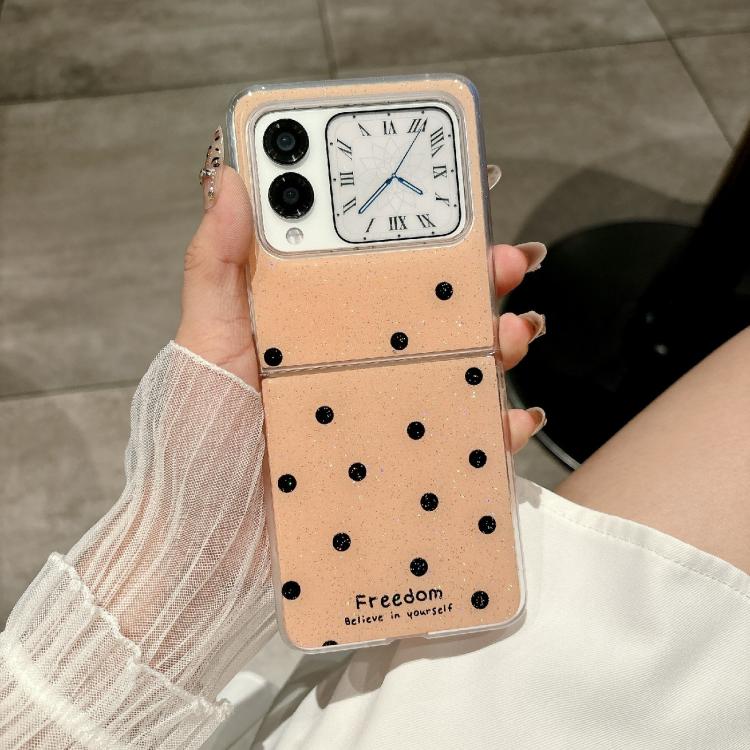 Funda para Huawei Nova Flip con diseño de puntos brillantes (dorada)