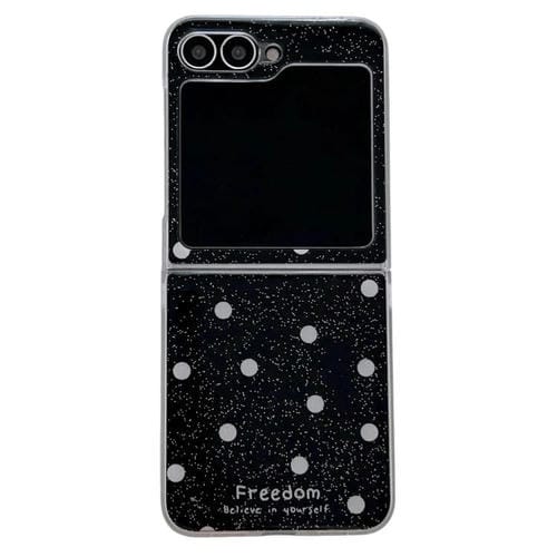 Funda con estampado de puntos brillantes para Samsung Galaxy Z Flip5 (negra)