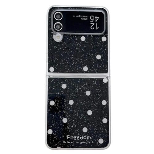 Funda con estampado de puntos brillantes para Samsung Galaxy Z Flip4 (negra)