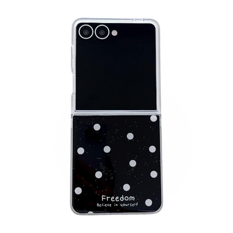 Funda para Samsung Galaxy Z Flip7 5G con diseño de puntos brillantes (negra)