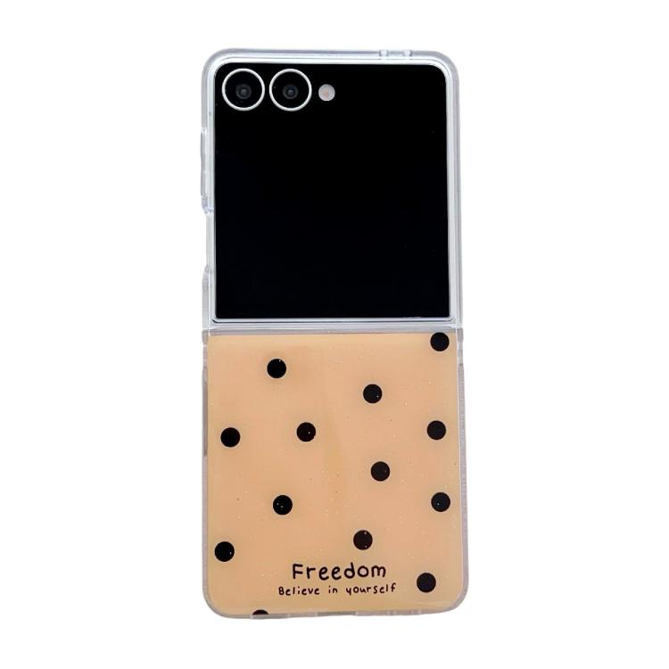 Funda para Samsung Galaxy Z Flip7 5G con diseño de puntos brillantes (dorada)