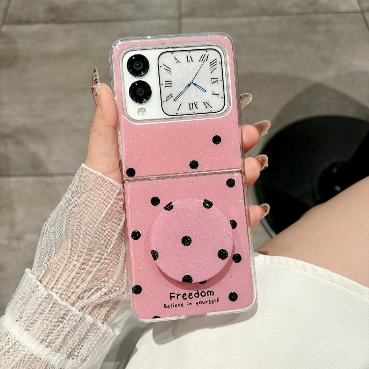 Funda con soporte para Huawei Nova Flip con diseño de puntos brillantes (rosa y rojo)