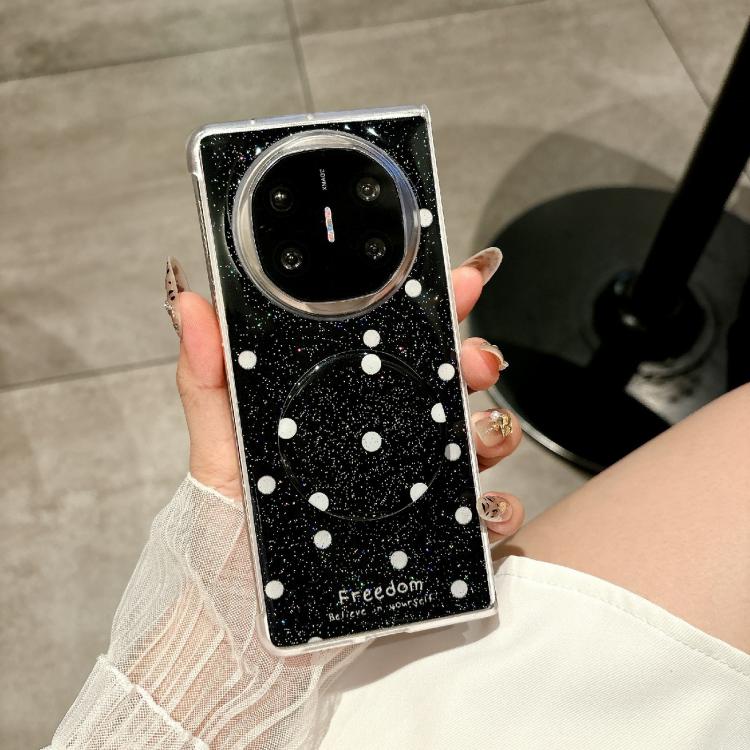 Funda con estampado de puntos brillantes y soporte para Huawei Mate X3/X5 (negra)