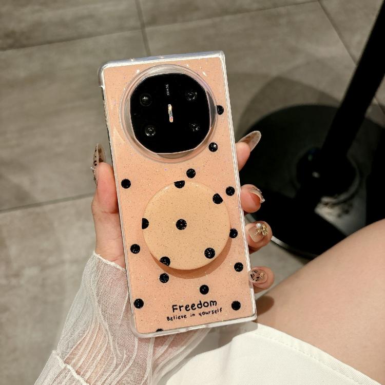 Funda con estampado de puntos brillantes y soporte para Huawei Mate X3/X5 (dorada)