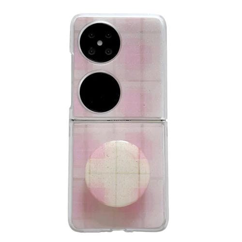Funda para Huawei P50 con diseño de puntos brillantes y soporte (rosa)