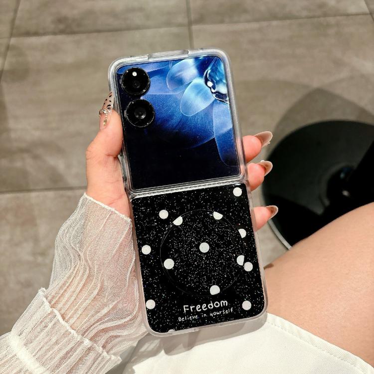 Funda para Xiaomi Mix Flip con purpurina y diseño de puntos, con soporte (negra)