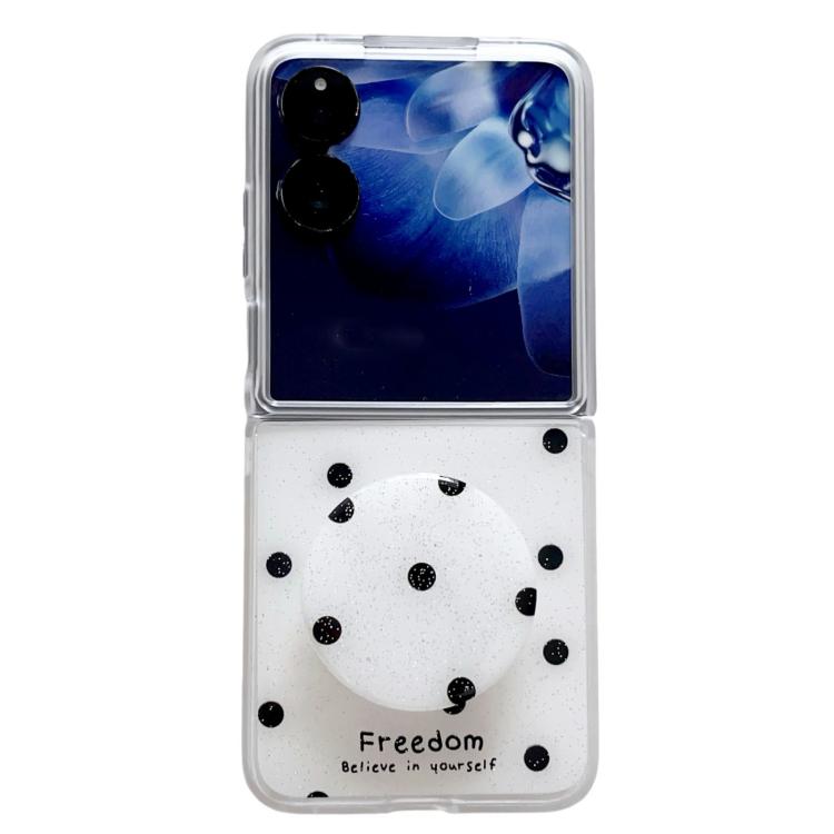 Funda para Xiaomi Mix Flip con purpurina y diseño de puntos, con soporte (blanca)