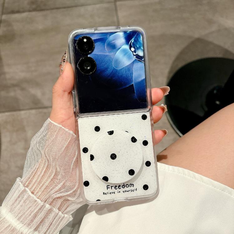 Funda para Xiaomi Mix Flip con purpurina y diseño de puntos, con soporte (blanca)