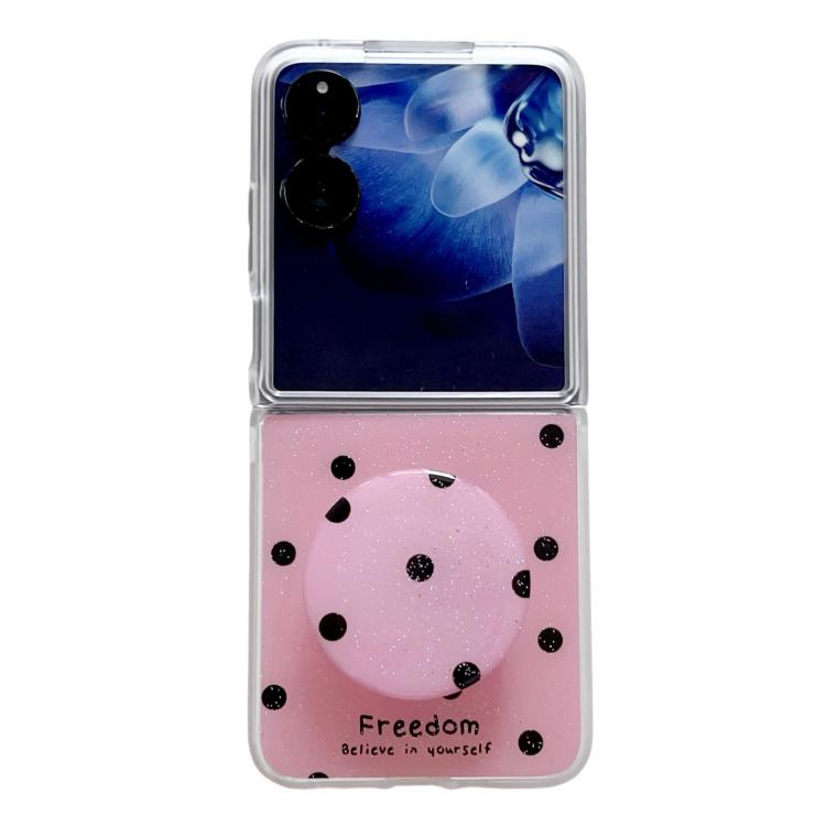 Funda para Xiaomi Mix Flip con purpurina y diseño de puntos (rosa y rojo)