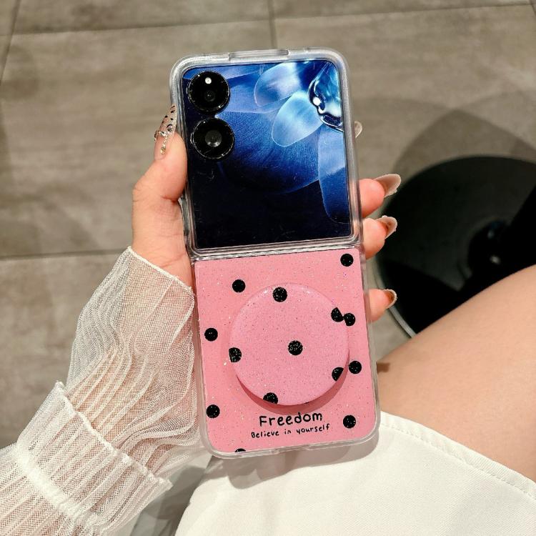 Funda para Xiaomi Mix Flip con purpurina y diseño de puntos (rosa y rojo)