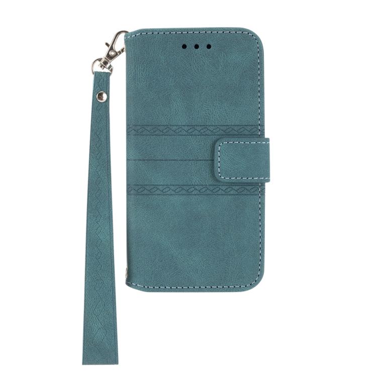 Funda de piel con textura de rayas en relieve para Huawei Pura 80 5G (verde oscuro)