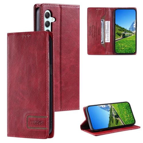Funda de cuero magnético con textura retro RFID TTUDRCH para Samsung Galaxy A17 5G (roja)