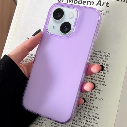 Funda de TPU transparente y esmerilada para iPhone 15 (morada)