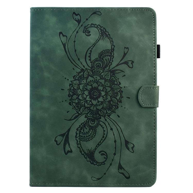 Funda de cuero inteligente con relieve Mandala para Xiaomi Redmi Pad 2 (verde)