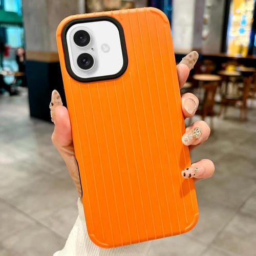 Funda MagSafe de cobertura total para iPhone 16 con diseño inspirado en equipaje (amarilla)