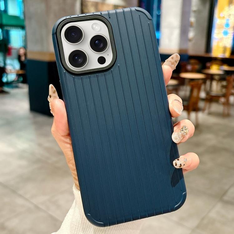 Funda MagSafe de cobertura total para iPhone 12 Pro Max con diseño inspirado en equipaje (azul oscuro)