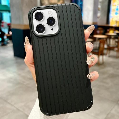 Funda MagSafe de cobertura total para iPhone 11 Pro Max con diseño inspirado en equipaje (negra)