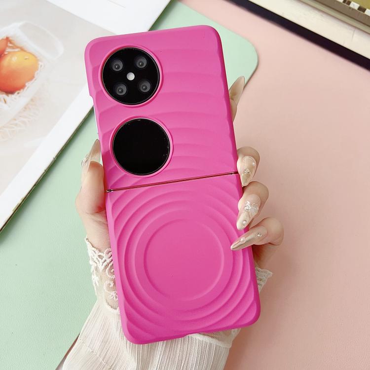 Funda de PC con textura ondulada MagSafe para Huawei Pocket 2 (rosa y rojo)