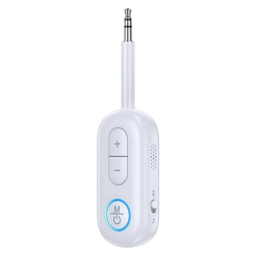 Adaptador de audio inalámbrico BT-13 2 en 1 para coche, receptor y transmisor de audio de 3,5 mm (blanco)