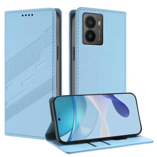Funda de cuero retro con relieve para teléfono HMD Fusion (azul claro)