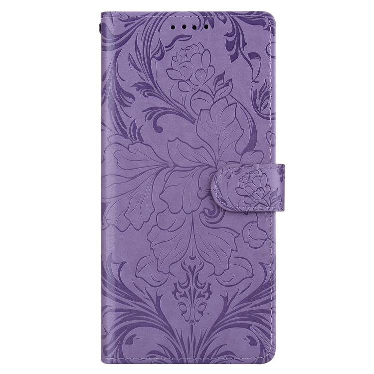 Funda de cuero con estampado floral en relieve global para Honor 400 Lite (morado)