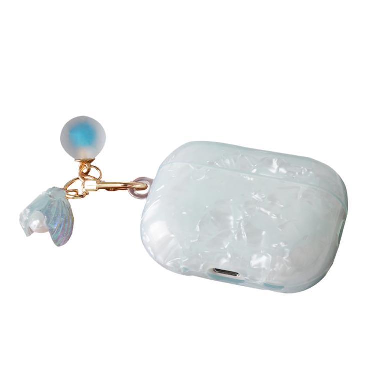 Estuche para auriculares AirPods Pro con textura de perla y hebilla colgante (azul claro)