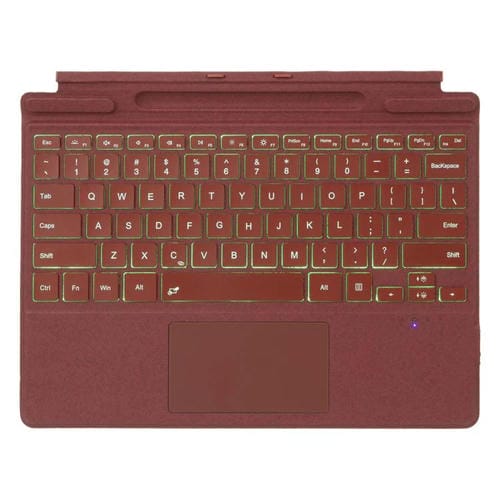 Teclado Bluetooth con panel táctil y retroiluminación de un solo color para Microsoft Surface Pro 9/10/11/12 (rojo)