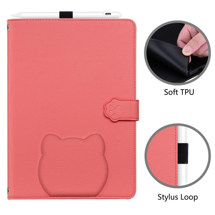 Funda de piel de lichi con tacto de gato para Xiaomi Redmi K Pad (rojo sandía)