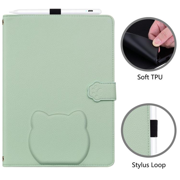 Funda de piel de lichi con tacto de gato para Xiaomi Redmi Pad Pro/Poco Pad (verde)