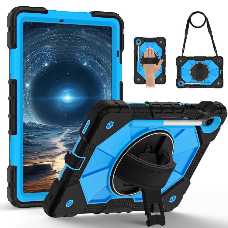 Funda híbrida de silicona con diseño de robot para Samsung Galaxy Tab S10 FE/S9 (negro y azul)