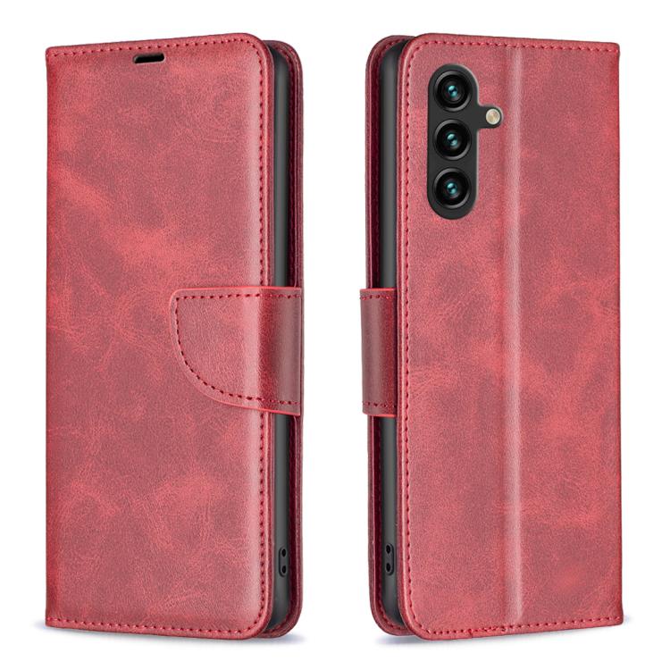 Funda de piel de cordero con tapa de color puro para Samsung Galaxy S25 FE 5G (roja)