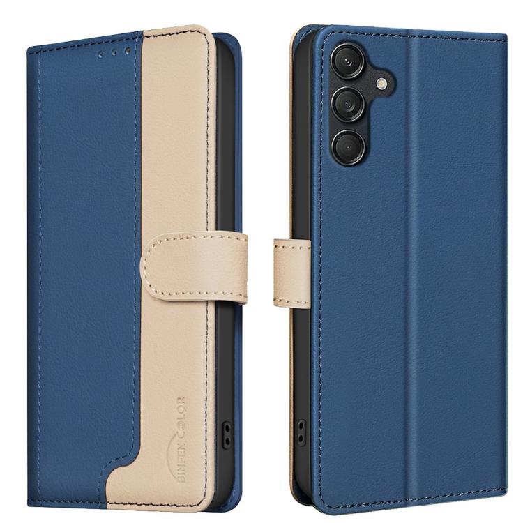 Funda de cuero antirrobo RFID a juego para Samsung Galaxy S25 FE 5G (azul)