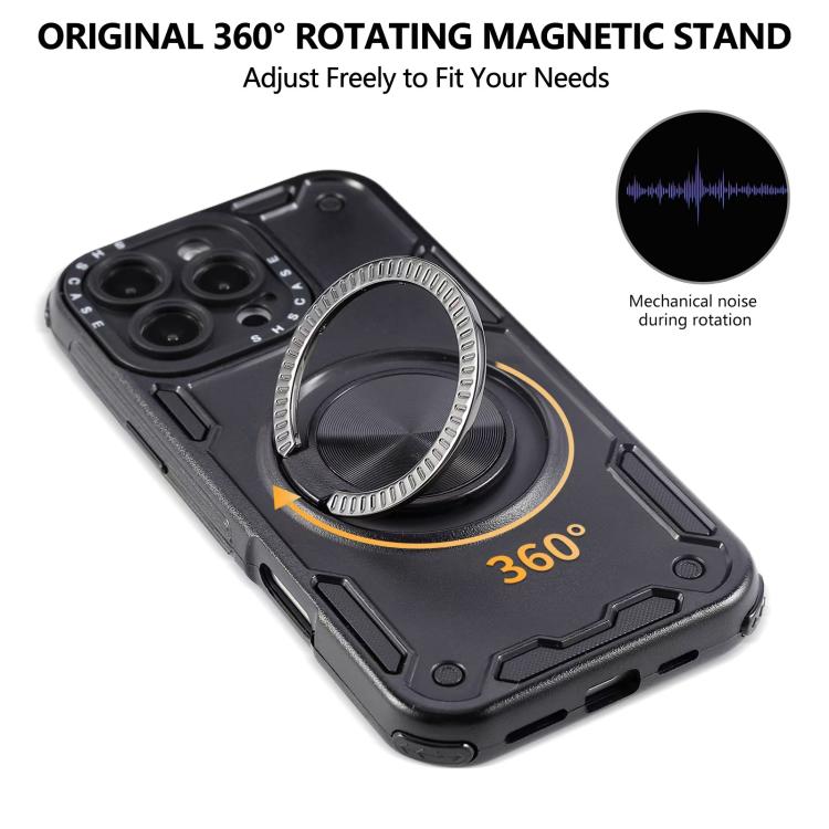Funda magnética con rotación de 360 grados y mecanismo de tres núcleos para iPhone 14 Pro Max (negra)