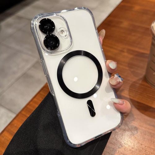 Funda de acrílico transparente MagSafe para iPhone 16 (negra)