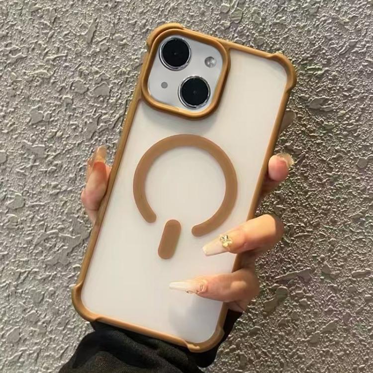 Funda MagSafe semitransparente con tacto esmerilado para iPhone 15 Plus (marrón)