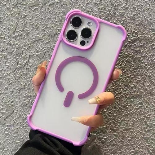 Funda MagSafe semitransparente con tacto esmerilado para iPhone 15 Pro Max (morado)