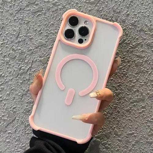 Funda MagSafe semitransparente con tacto esmerilado para iPhone 15 Pro Max (rosa)