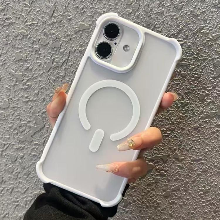 Funda MagSafe semitransparente con tacto esmerilado para iPhone 16 Plus (blanca)