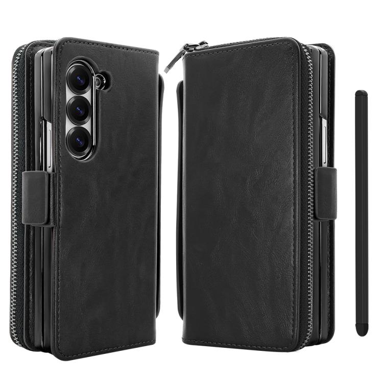 Funda de cuero con hebilla magnética y RFID para Samsung Galaxy Fold4 (negro)