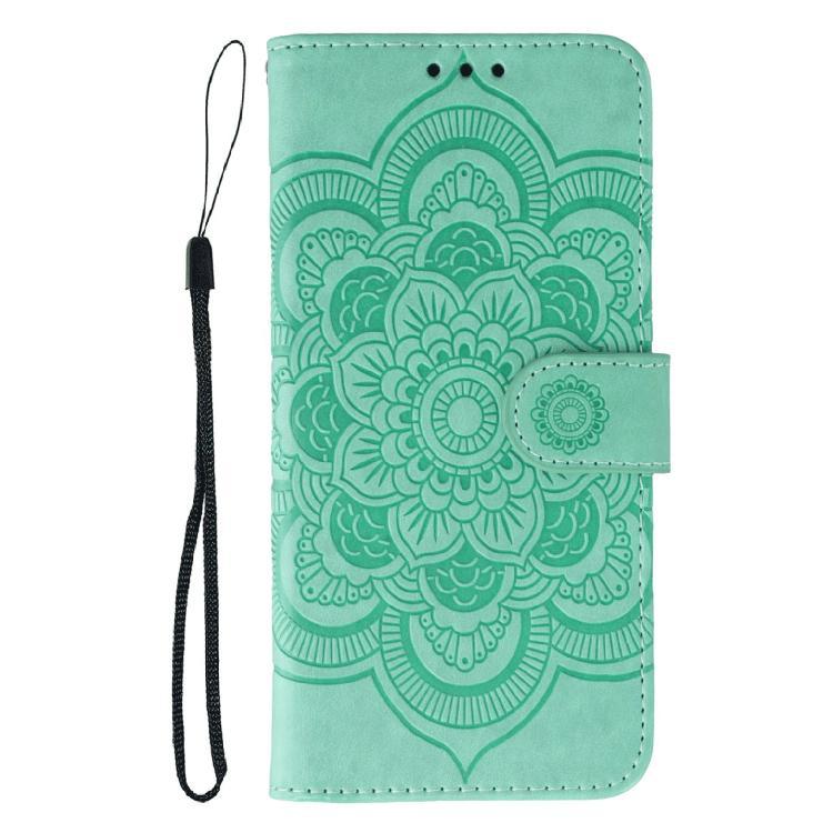 Funda de cuero con estampado de mandala y sol para Samsung Galaxy XCover7 Pro (verde)