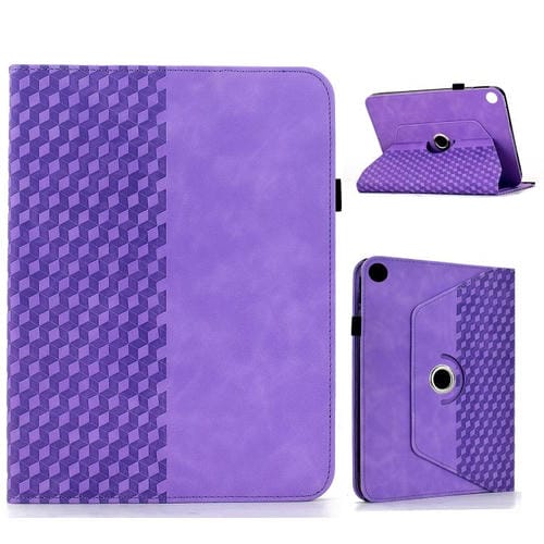 Funda de cuero inteligente con relieve de rombos y rotación para Samsung Galaxy Tab A9+ (morado)