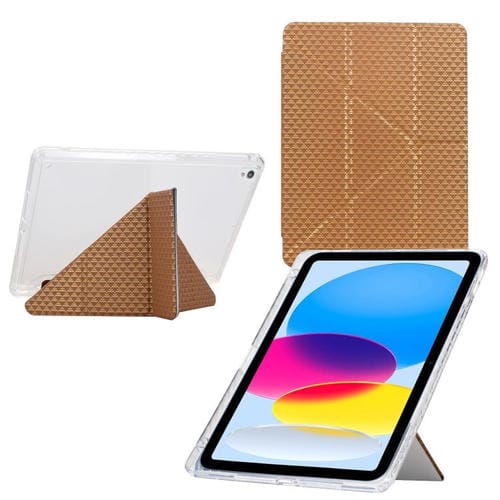 Funda de cuero inteligente con textura piramidal plegable en Y para iPad 10.2 2021 / Air 10.5 (dorada)
